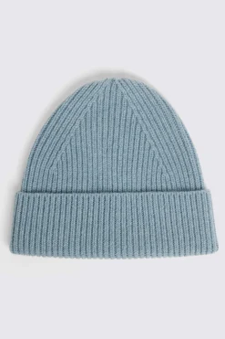 Airforce Blue Cashmere Blend Ribbed Beanie