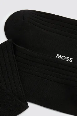 Black Fine Ribbed Socks