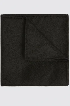 Black Floral Swirl Silk Pocket Square