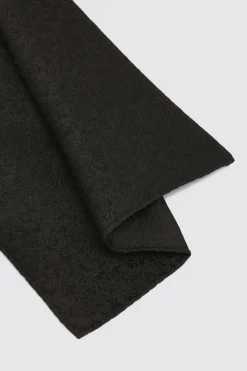 Black Floral Swirl Silk Pocket Square