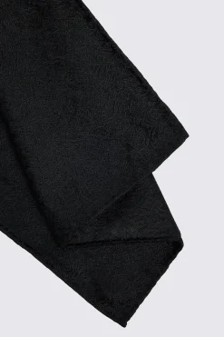 Black Floral Swirl Silk Pocket Square