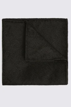 Black Floral Swirl Silk Pocket Square