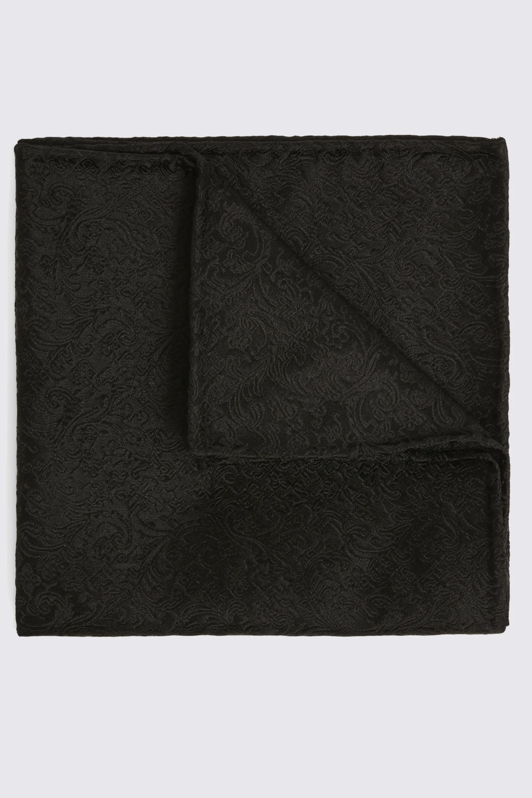 Black Floral Swirl Silk Pocket Square