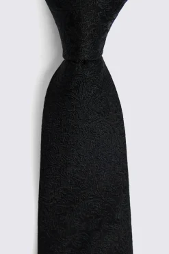 Black Floral Swirl Silk Tie