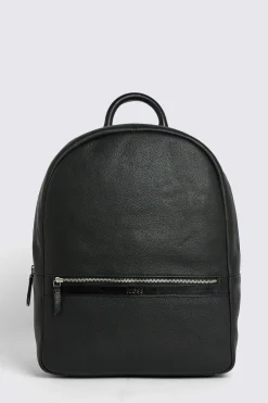 Black Grained Leather Backpack