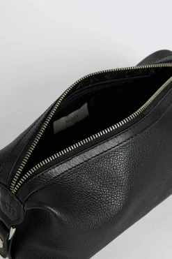 Black Grained Leather Washbag