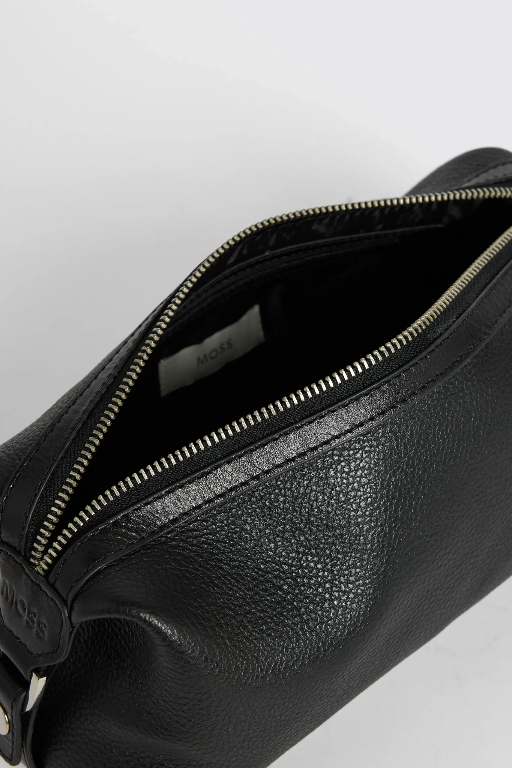 Black Grained Leather Washbag