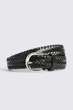 Black Leather Woven Belt