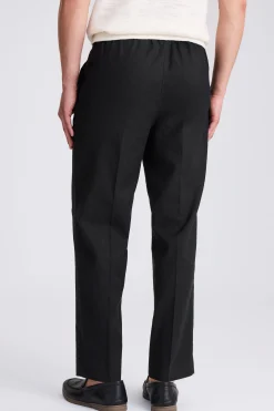 Black Matte Linen Beach Trousers
