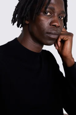 Black Merino Mock-Neck Jumper