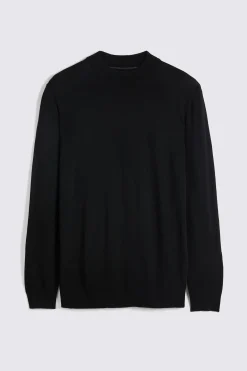 Black Merino Mock-Neck Jumper