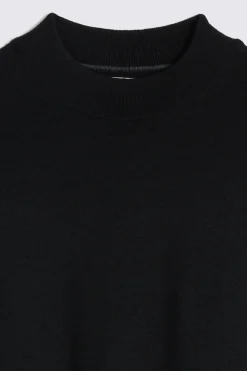 Black Merino Mock-Neck Jumper