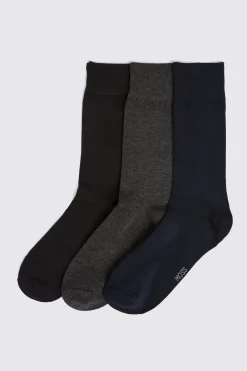 Black, Navy & Charcoal 3-Pack Bamboo Socks