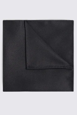 Black Silk Oxford Pocket Square