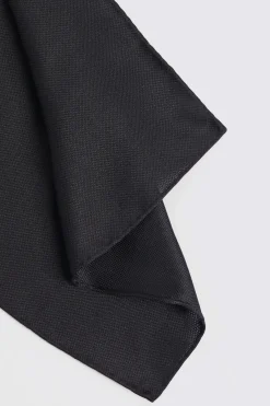 Black Silk Oxford Pocket Square
