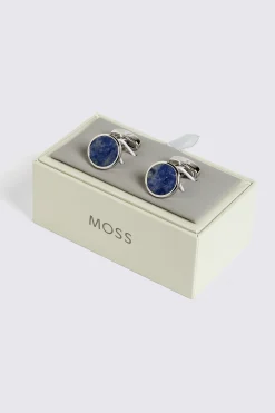 Blue Aventurine Stone Round Cufflinks