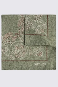 Bottinelli Sage Paisley Pocket Square