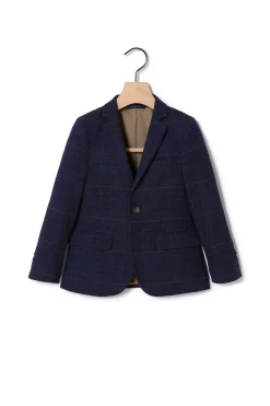 Boys Navy Black Check Suit