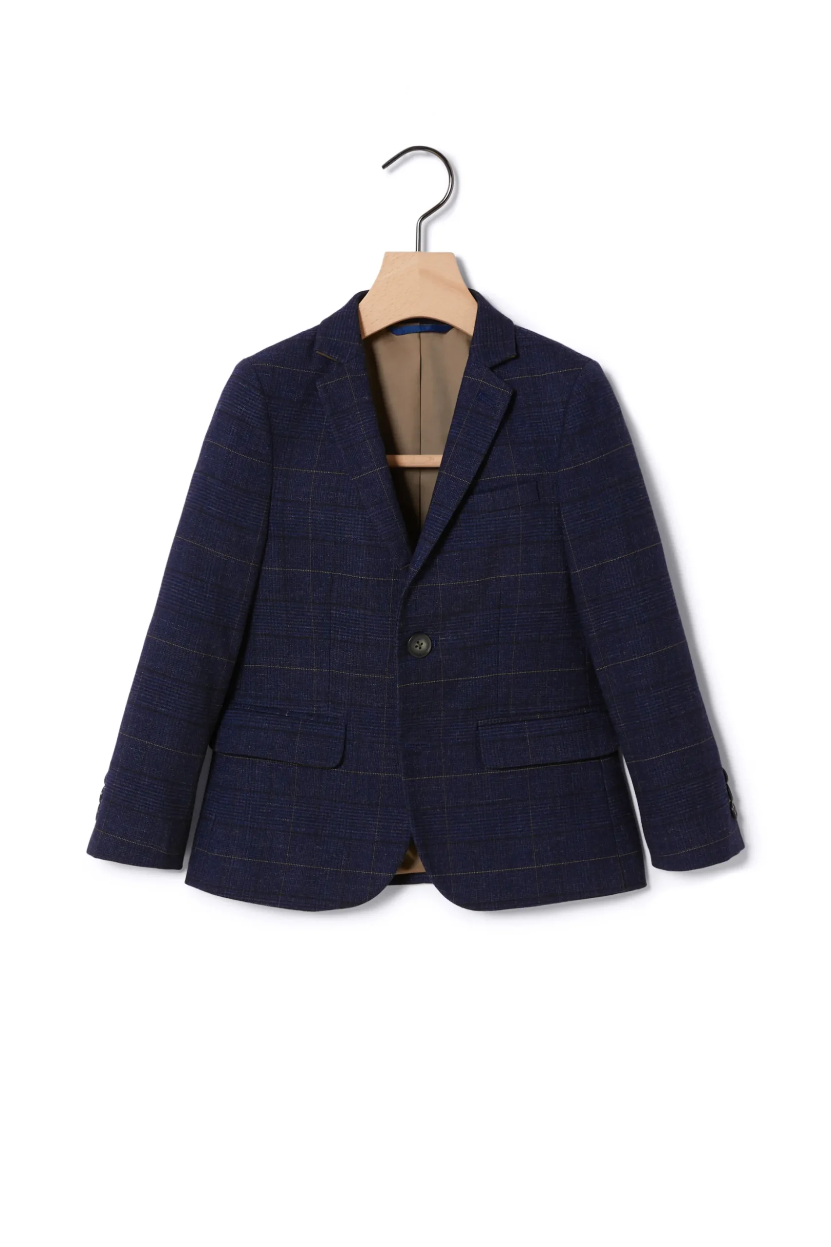 Boys Navy Black Check Suit