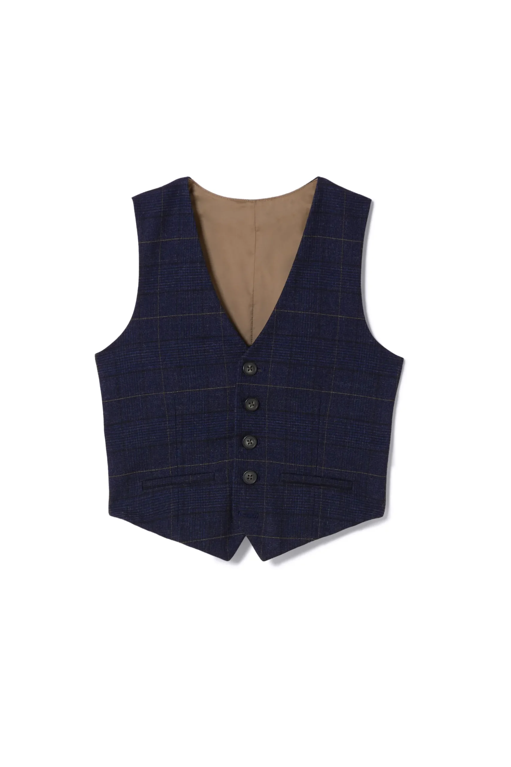 Boys Navy Black Check Suit