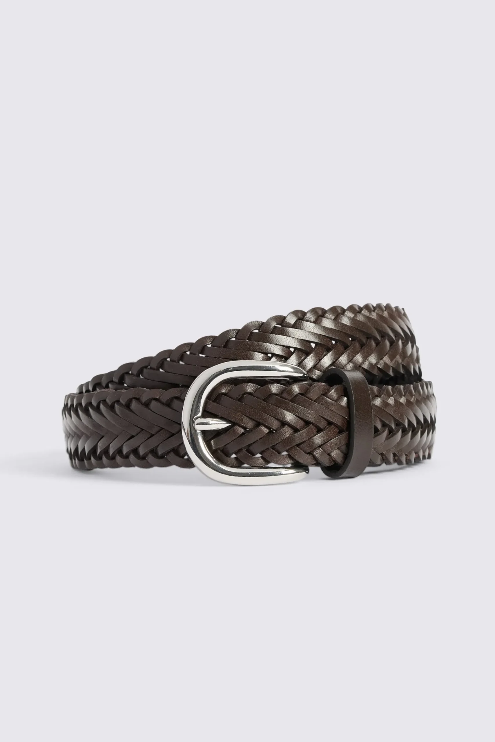 Brown Leather Woven Belt