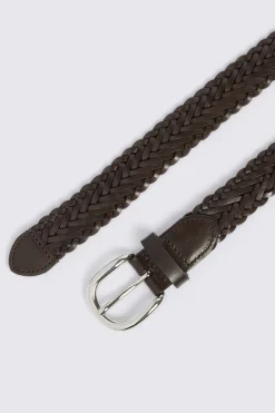 Brown Leather Woven Belt