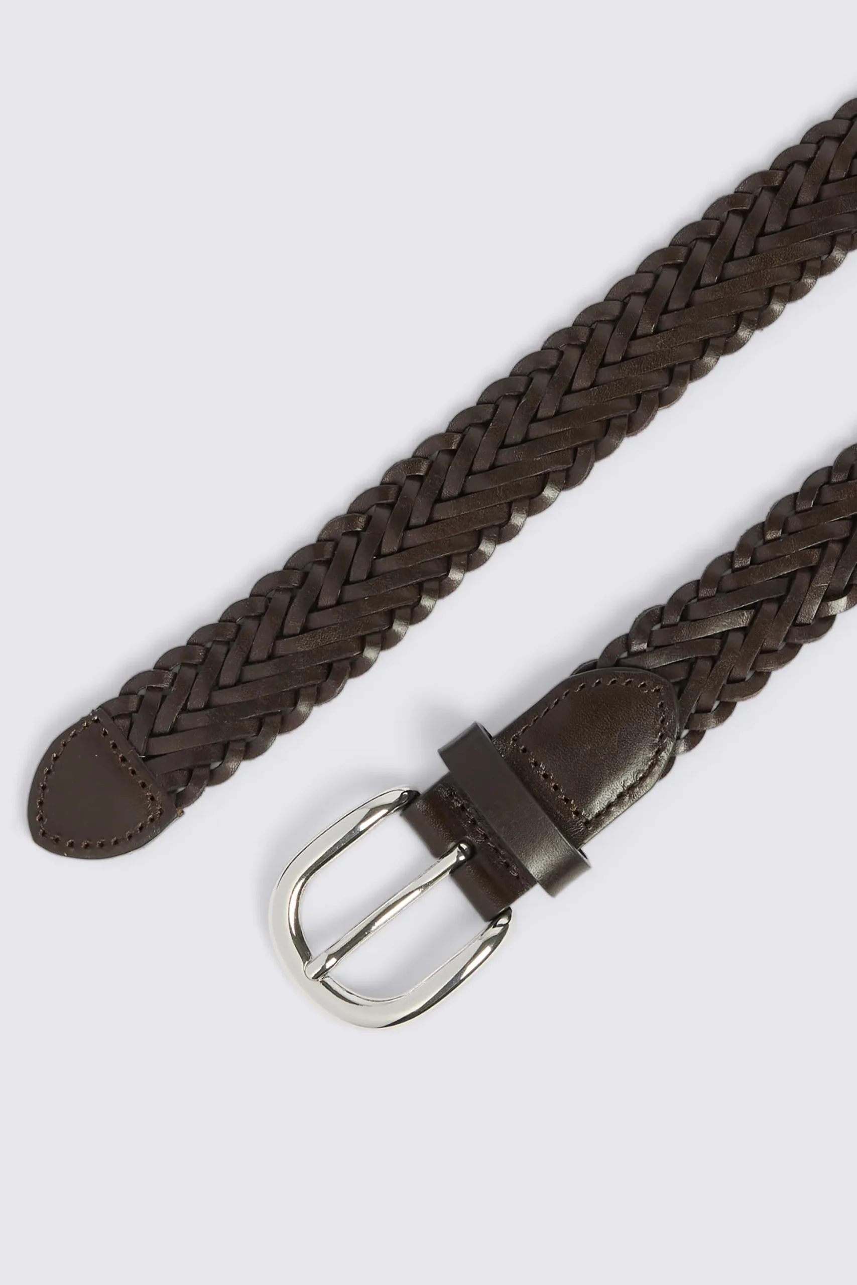 Brown Leather Woven Belt