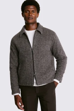 Brown Tweed Zip Jacket