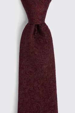 Burgundy Floral Swirl Silk Tie