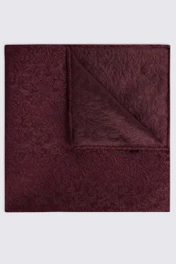 Burgundy Floral Swirl Silk Pocket Square