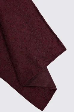 Burgundy Floral Swirl Silk Pocket Square
