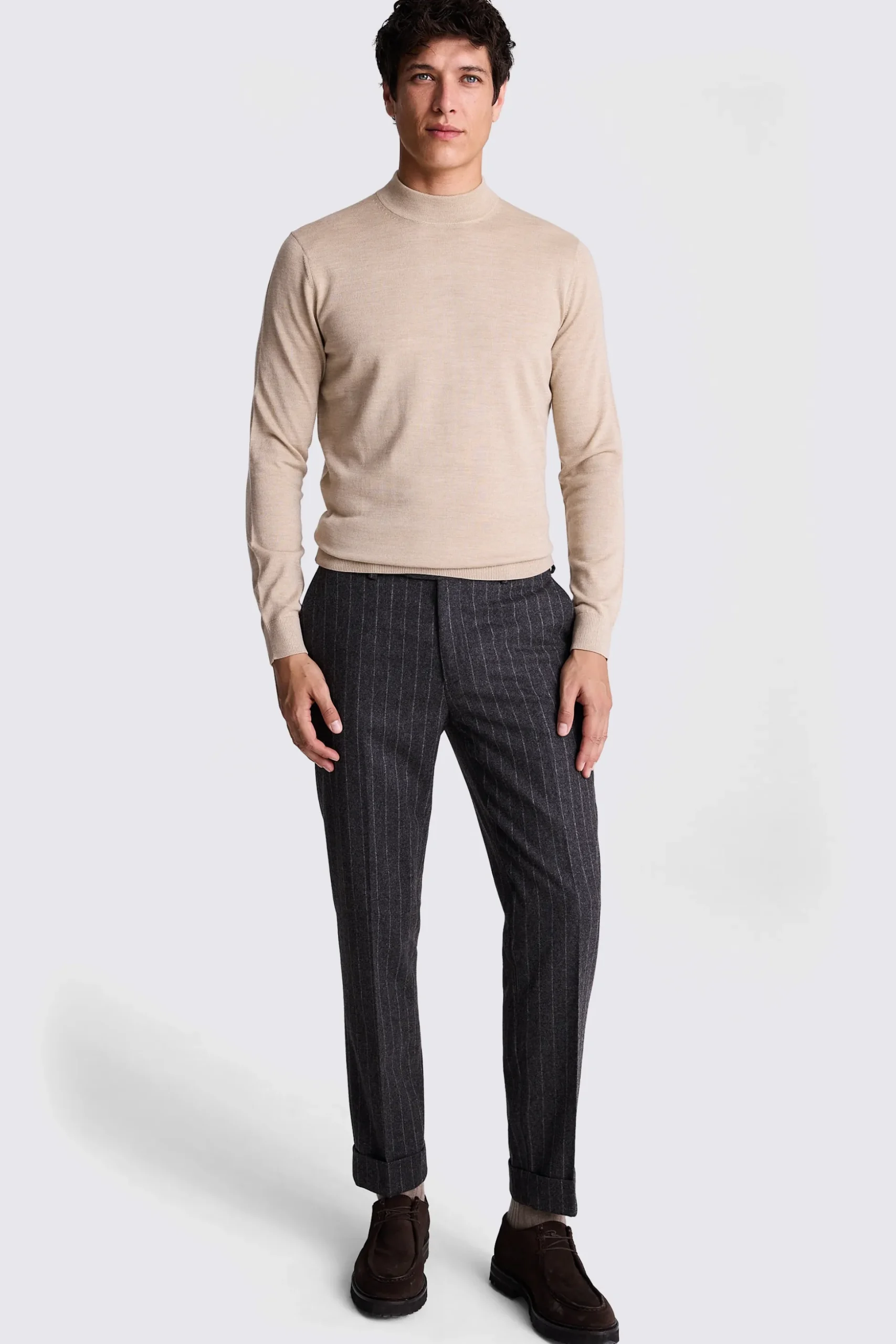 Camel Merino Mock Neck Jumper