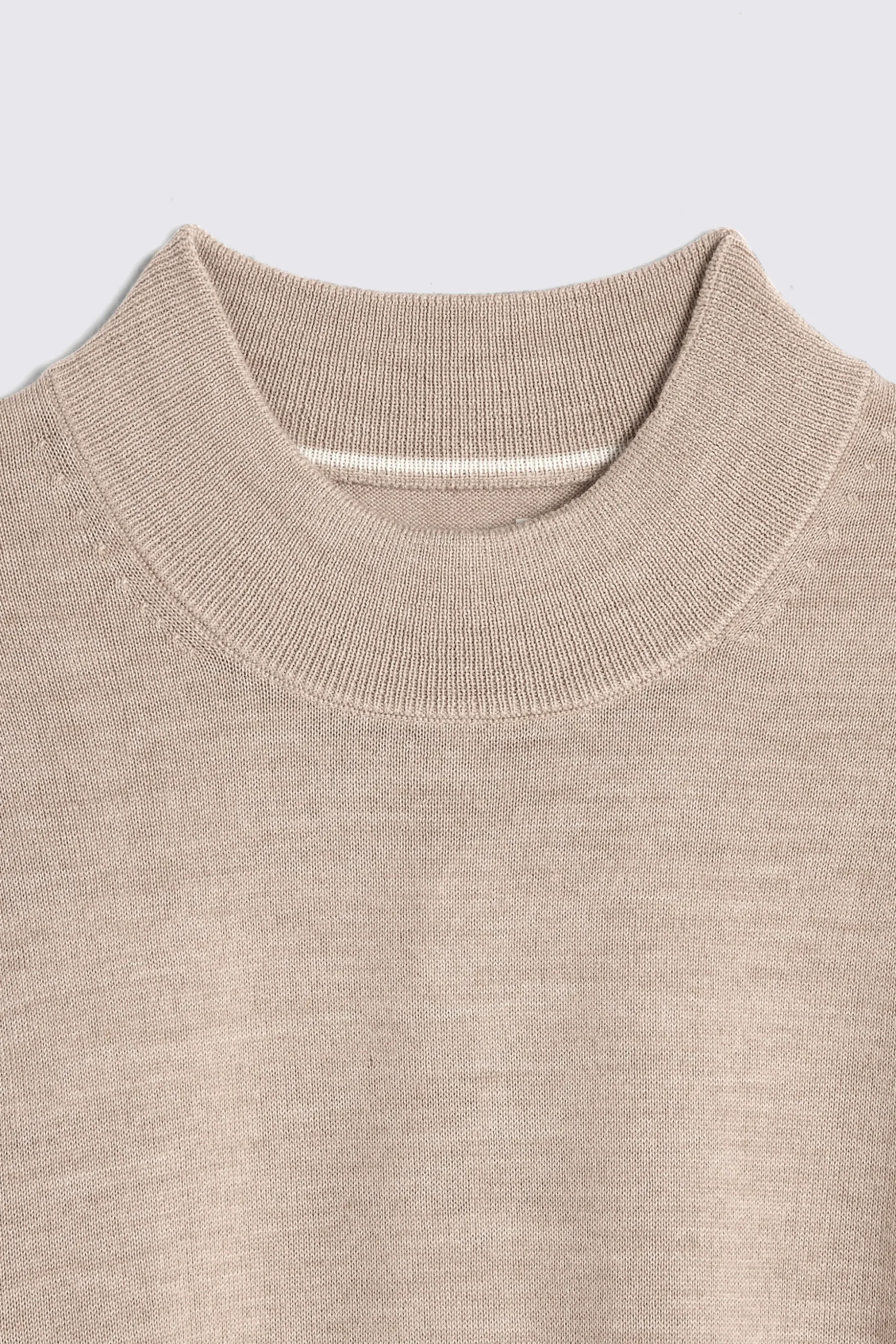 Camel Merino Mock Neck Jumper