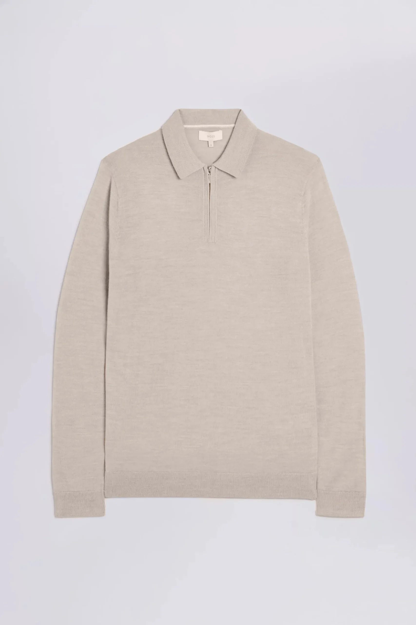 Camel Merino Zip-Neck Polo Shirt