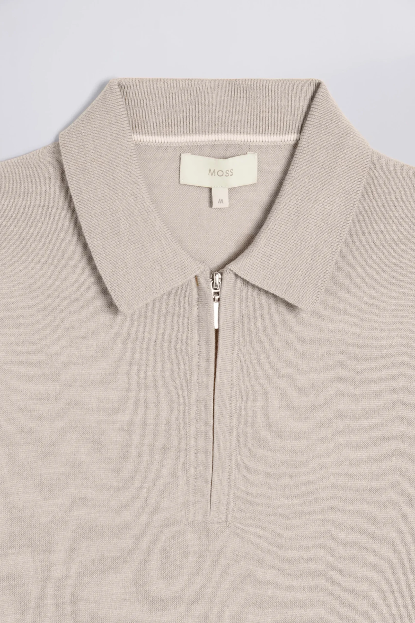 Camel Merino Zip-Neck Polo Shirt