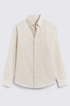 Camel Stripe Lightweight Oxford Shirt