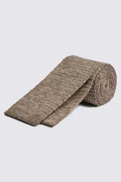 Cappuccino Melange Knitted Linen Tie