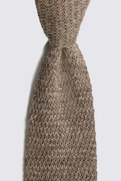 Cappuccino Melange Knitted Linen Tie