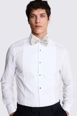 Champagne Bottinelli Silk Grosgrain Bow Tie