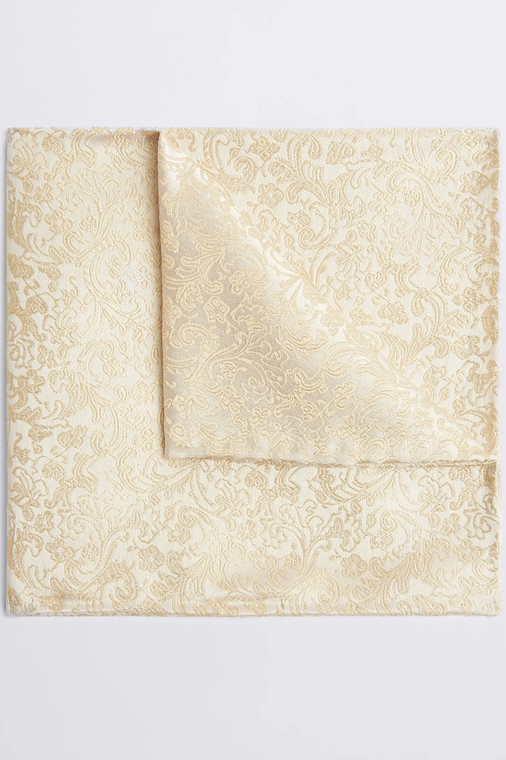 Champagne Floral Swirl Silk Pocket Square