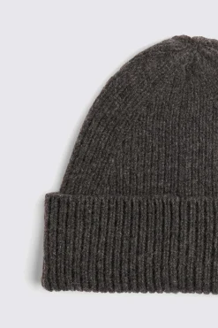 Charcoal Cashmere Blend Ribbed Beanie