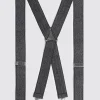 Charcoal Herringbone Tweed Clip-On Braces