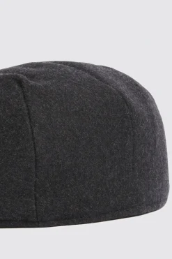 Charcoal Melton Flat Cap