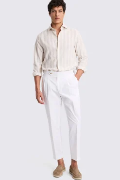 Cotton Linen Camel Stripe Shirt