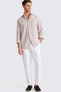 Cotton Linen Dusty Pink Wide Stripe Shirt