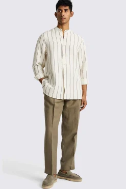 Cotton Linen Neutral Woven Stripe Shirt