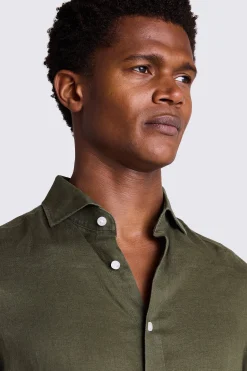 Dark Green Linen Shirt
