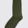Dark Green Melange Ribbed Socks