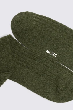 Dark Green Melange Ribbed Socks