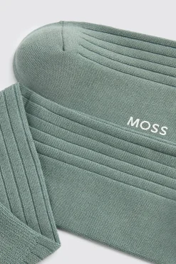 Dark Sage Fine Ribbed Socks